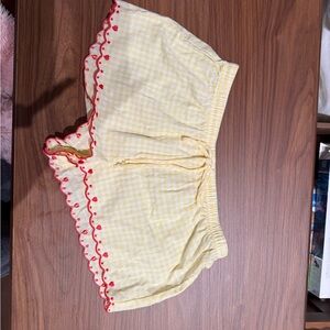 wild fable Yellow Gingham Shorts with Red Scallop Edge